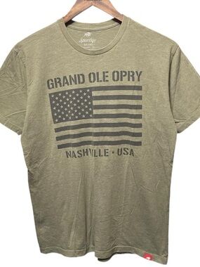 Olive green Grand Ole Opry Nashville USA United States flag graphic T-shirt tee